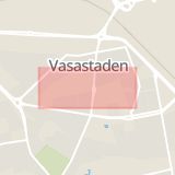 Karta som med röd fyrkant ramar in Gustav Adolfsgatan, Östgötagatan, Linköping, Östergötlands län