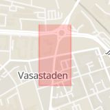 Karta som med röd fyrkant ramar in Sveagatan, Östgötagatan, Norrköping, Linköping, Östergötlands län