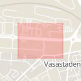 Karta som med röd fyrkant ramar in Nordengatan, Linköping, Östergötlands län
