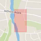 Karta som med röd fyrkant ramar in Gamla Smulebergsskolan, Tibro, Västra Götalands län