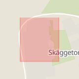 Karta som med röd fyrkant ramar in Fogdegatan, Skäggetorp, Linköping, Östergötlands län