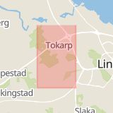 Karta som med röd fyrkant ramar in Tokarp, Linköping, Östergötlands län