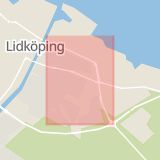 Karta som med röd fyrkant ramar in Rörstrandsgatan, Lidköping, Västra Götalands län