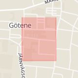 Karta som med röd fyrkant ramar in Doktorsvägen, Götene, Västra Götalands län