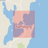 Karta som med röd fyrkant ramar in Göteborg, Tuve Torg, Karlsborg, Skara, Alingsås, Falköping, Kapellsgatan, Västra Götalands län