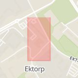 Karta som med röd fyrkant ramar in Ektorp, Norrköping, Boxholm, Östergötlands län