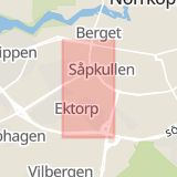 Karta som med röd fyrkant ramar in Ektorpsgatan, Norrköping, Östergötlands län