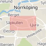 Karta som med röd fyrkant ramar in Albrektsvägen, Norrköping, Östergötlands län