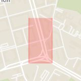 Karta som med röd fyrkant ramar in Nygatan, Östra Promenaden, Norrköping, Östergötlands län