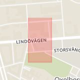 Karta som med röd fyrkant ramar in Lindö, Norrköping, Tullhusgatan, Ödeshög, Finspångsvägen, Norra Promenaden, Östergötlands län
