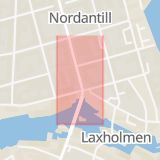 Karta som med röd fyrkant ramar in Östergötland, Skvallertorget, Norrköping, Ljura, Östergötlands län