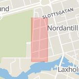 Karta som med röd fyrkant ramar in Smedjegatan, Norrköping, Fabriksgatan, Linghem, Östergötlands län
