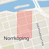 Karta som med röd fyrkant ramar in Skolgatan, Nya Torget, Norrköping, Östergötlands län