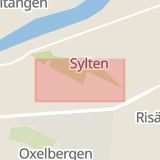 Karta som med röd fyrkant ramar in Syltenvägen, Norrköping, Östergötlands län