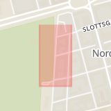 Karta som med röd fyrkant ramar in Bråddgatan, Plankgatan, Norrköping, Östergötlands län