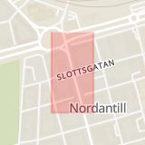 Karta som med röd fyrkant ramar in Kungsgatan, Slottsgatan, Norrköping, Östergötlands län
