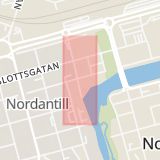Karta som med röd fyrkant ramar in Vattengränden, Norrköping, Östergötlands län
