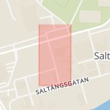 Karta som med röd fyrkant ramar in Saltängen, Packhusgatan, Norrköping, Östergötlands län