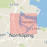 Karta som med röd fyrkant ramar in Ingelsta, Trafikplats Ingelsta, Norrköping, Östergötlands län