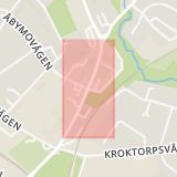 Karta som med röd fyrkant ramar in Trafikplats Åby, Norrköping, Östergötlands län