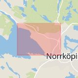 Karta som med röd fyrkant ramar in Finspångsvägen, Svärtinge, Norrköping, Östergötlands län