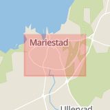 Karta som med röd fyrkant ramar in Marieforsleden, Marieholm, Mariestad, Västra Götalands län