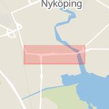 Karta som med röd fyrkant ramar in Södermanland, Hamnvägen, Nyköping, Södermanlands län