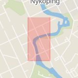 Karta som med röd fyrkant ramar in Behmbrogatan, Nyköping, Regementsgatan, Strängnäs, Södermanlands län