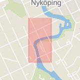 Karta som med röd fyrkant ramar in Behmbrogatan, Nyköping, Gillbergaleden, Eskilstuna, Södermanlands län