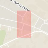 Karta som med röd fyrkant ramar in Sliparvägen, Hemgårdsvägen, Nyköping, Södermanlands län