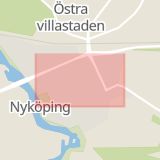 Karta som med röd fyrkant ramar in Tullportsgatan, Nyköping, Södermanlands län