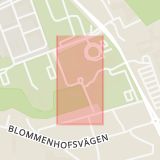 Karta som med röd fyrkant ramar in Nyköpings Lasarett, Nyköping, Södermanlands län