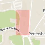 Karta som med röd fyrkant ramar in Gustavsbergsstigen, Norrköping, Nyköping, Södermanlands län