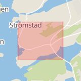 Karta som med röd fyrkant ramar in Uddevallavägen, Strömstad, Västra Götalands län