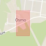 Karta som med röd fyrkant ramar in Ösmo, Ösmo Centrum, Nynäshamn, Stockholms län