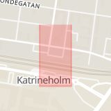 Karta som med röd fyrkant ramar in Stationsplan, Katrineholm, Södermanlands län