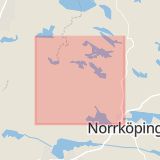 Karta som med röd fyrkant ramar in Nyköpingsvägen, Åby, Norrköping, Finspång, Arkösundsvägen, Söderleden, Östergötlands län