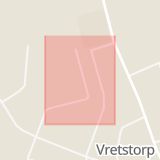 Karta som med röd fyrkant ramar in Gränsgatan, Vretstorp, Hallsberg, Örebro län