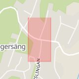 Karta som med röd fyrkant ramar in Trafikplats Segersäng, Nynäshamn, Stockholms län