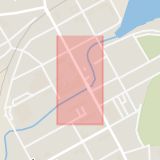 Karta som med röd fyrkant ramar in Kungsgatan, Kyrkogatan, Åmål, Västra Götalands län