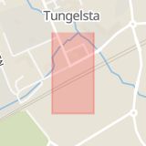 Karta som med röd fyrkant ramar in Tungelsta Station, Haninge, Stockholms län