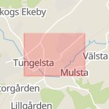 Karta som med röd fyrkant ramar in Tungelsta, Allévägen, Haninge, Stockholms län