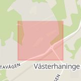Karta som med röd fyrkant ramar in Ringvägen, Västerhaninge, Huddinge, Stockholms län