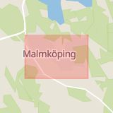 Karta som med röd fyrkant ramar in Malmköping, Resecentrum, Eskilstuna, Flen, Södermanlands län
