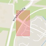 Karta som med röd fyrkant ramar in Jordbro, Mostensvägen, Södra Jordbrovägen, Haninge, Stockholms län