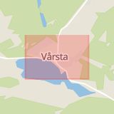 Karta som med röd fyrkant ramar in Vårsta, Botkyrka, Stockholms län