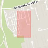 Karta som med röd fyrkant ramar in Hovsjöskolan, Södertälje, Stockholms län