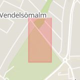 Karta som med röd fyrkant ramar in Vendelsömalm, Haninge, Stockholms län