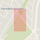 Karta som med röd fyrkant ramar in Vendelsömalm, Henriksbergsvägen, Haninge, Stockholms län
