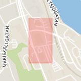 Karta som med röd fyrkant ramar in Skomakaregatan, Södertälje, Stockholms län